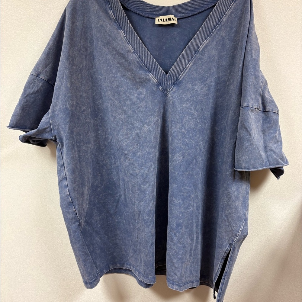 Lalamia Blue V-Neck Lounge Shirt